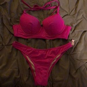 Victoria secret bikini hot pink puckered bottom